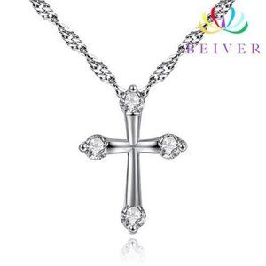 925 Sterling Silver AAAA CZ Cross and Necklace